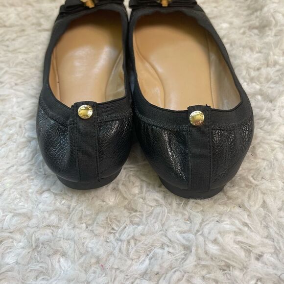 Michael Kors Black leather slip on flats with black ribbon & logo accent SZ 6.5M - Picture 4 of 7